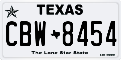 TX license plate CBW8454