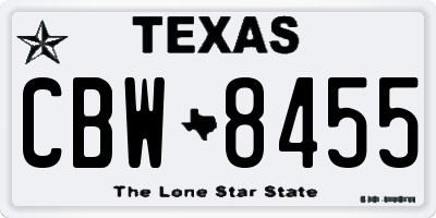 TX license plate CBW8455