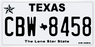 TX license plate CBW8458