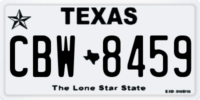 TX license plate CBW8459