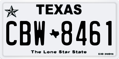 TX license plate CBW8461