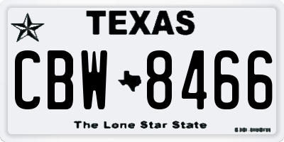 TX license plate CBW8466