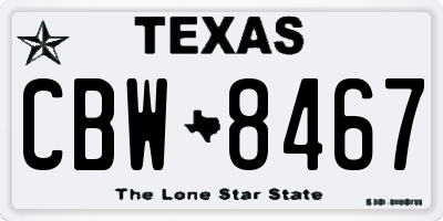 TX license plate CBW8467