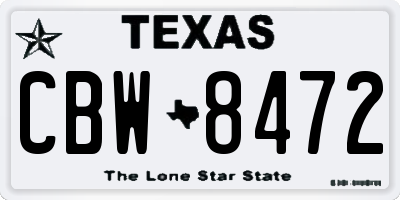 TX license plate CBW8472