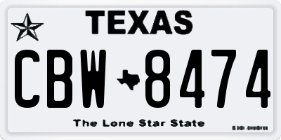 TX license plate CBW8474