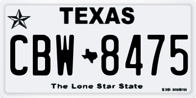 TX license plate CBW8475