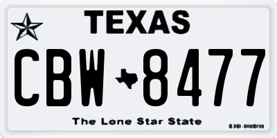 TX license plate CBW8477
