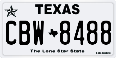TX license plate CBW8488