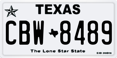 TX license plate CBW8489