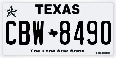 TX license plate CBW8490