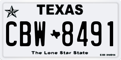 TX license plate CBW8491