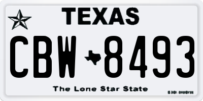 TX license plate CBW8493
