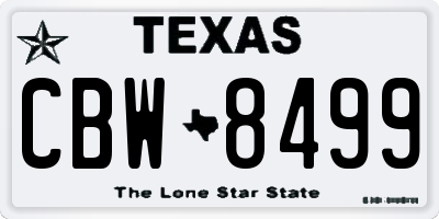TX license plate CBW8499