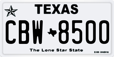 TX license plate CBW8500