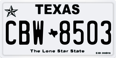 TX license plate CBW8503