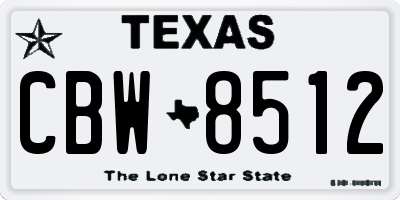 TX license plate CBW8512