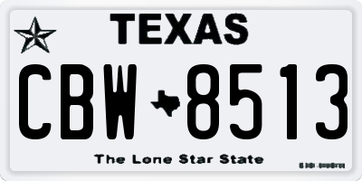 TX license plate CBW8513