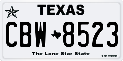 TX license plate CBW8523