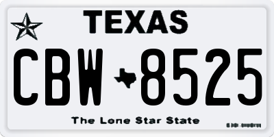 TX license plate CBW8525