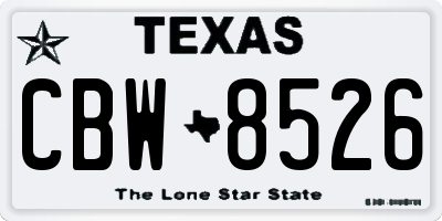 TX license plate CBW8526