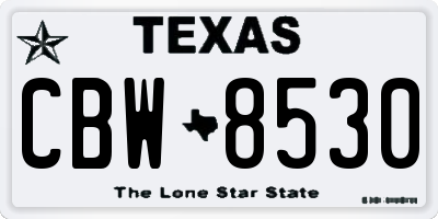 TX license plate CBW8530