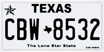 TX license plate CBW8532