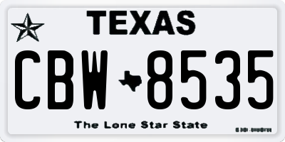 TX license plate CBW8535