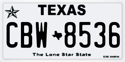 TX license plate CBW8536