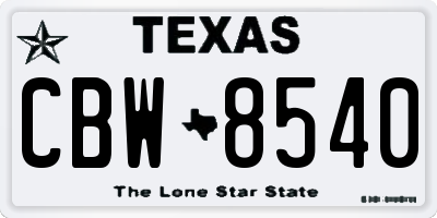 TX license plate CBW8540