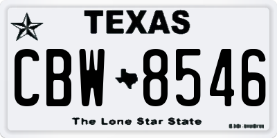 TX license plate CBW8546