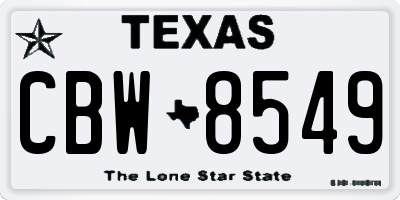 TX license plate CBW8549