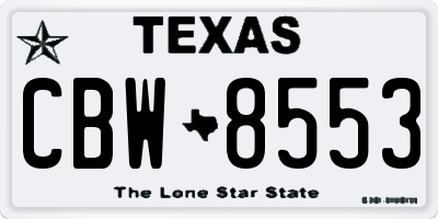 TX license plate CBW8553