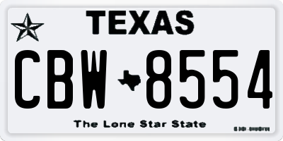 TX license plate CBW8554