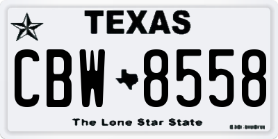 TX license plate CBW8558