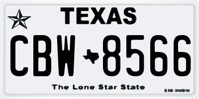 TX license plate CBW8566