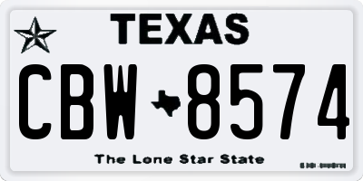 TX license plate CBW8574