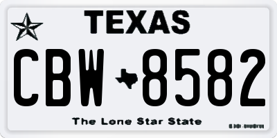 TX license plate CBW8582