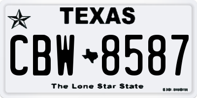 TX license plate CBW8587