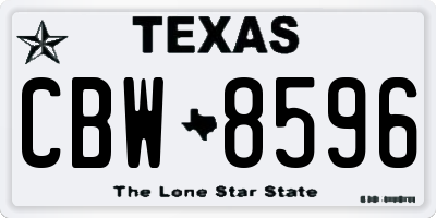 TX license plate CBW8596