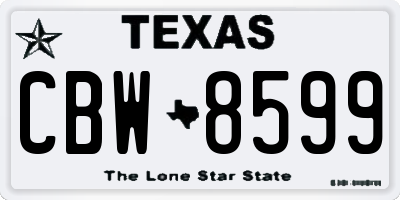 TX license plate CBW8599