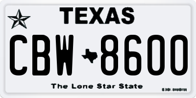 TX license plate CBW8600