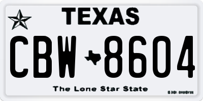 TX license plate CBW8604