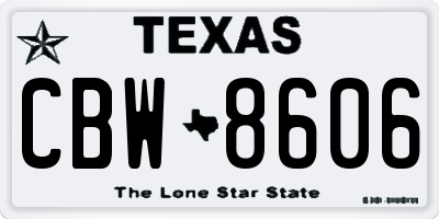 TX license plate CBW8606