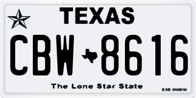 TX license plate CBW8616