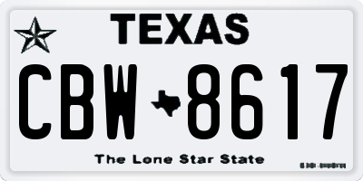 TX license plate CBW8617