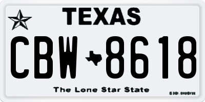 TX license plate CBW8618