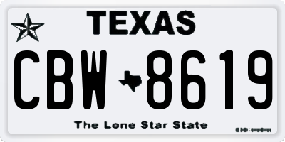 TX license plate CBW8619