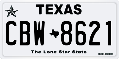 TX license plate CBW8621