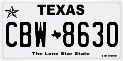 TX license plate CBW8630