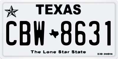 TX license plate CBW8631
